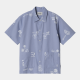 CARHARTT S/S STAMP SHIRT COTTON/LINEN PLAIN WEAVE CHARM BLUE