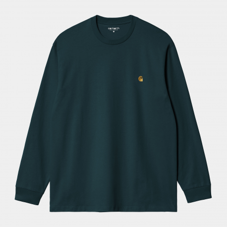 CARHARTT L/S CHASE T-SHIRT 100 % COTTON DUCK BLUE /GOLD