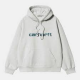 CARHARTT HOODED SWEAT COTTON/POLYESTER ASH HEATHER / DUCK BLUE 