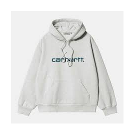 CARHARTT HOODED SWEAT COTTON/POLYESTER ASH HEATHER / DUCK BLUE