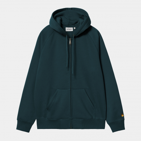 CARHARTT HOODED CHASE JACKET 58/42% COTTON DUCK BLUE / GOLD