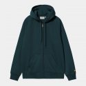 CARHARTT HOODED CHASE JACKET 58/42% COTTON POLYESTER DUCK BLUE /GOLD