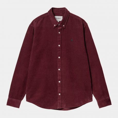 CARHARTT L/S MASISON CORD SHIRT 100% COTTON MALBEC/BLACK