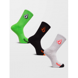 VOLCOM FULL STONE SOCK 3 PACK ELECTRIC GREEN