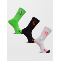 VOLCOM FULL STONE SOCK 3 PACK ELECTRIC GREEN