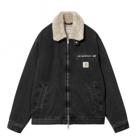 CARHARTT HERALD JACKET 100% ORGANIC COTTON BLACK/WALL STONE WASHED