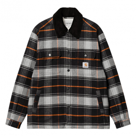 CARHARTT BARIS SHIRT JAC 100% COTTON BARIS CHECK GREY HEATHER / BLACK