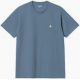 CARHARTT S/S CHASE T-SHIRT 100% COTTON DUSKY BLUE / GOLD