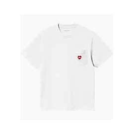 CARHARTT W' S/S POCKET HEART T-SHIRT 100% ORGANIC COTTON WHITE / RED