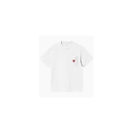 CARHARTT W' S/S POCKET HEART T-SHIRT 100% ORGANIC COTTON WHITE / RED