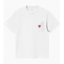 CARHARTT W' S/S POCKET HEART T-SHIRT 100% ORGANIC COTTON WHITE / RED