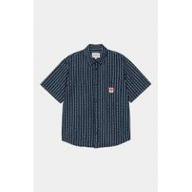 CARHARTT S/S DREWE SHIRT 100% COTTON HEART C PINSTRIPE INK/NATUR