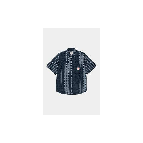 CARHARTT S/S DREWE SHIRT 100% COTTON HEART C PINSTRIPE INK/NATUR