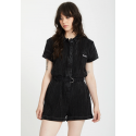 VOLCOM ASPHALT ROMPER BLACK MARBLE WASH