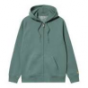 CARHARTT HOODED CHASE JACKET 58/42% COTTON POLYESTER SILVER PINE / GOLD