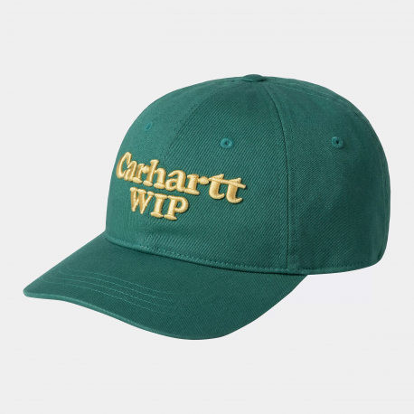 CARHARTT WIP SCRIPT CAP 100% COTTON RAINFOREST / AIR YELLOW